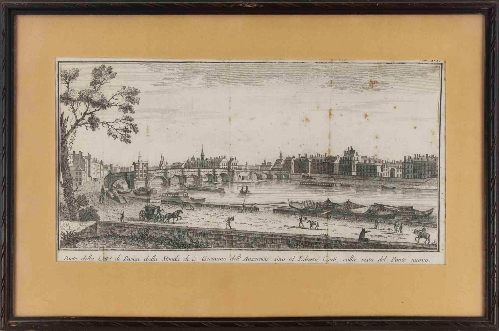 Ein Teil der Stadt Paris von der Rue Saint-Germain-de... - Radierung - 1748