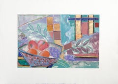 Vintage Passion Fruit, Monoprint and mixed media by Manuel Rodriguez Jr.