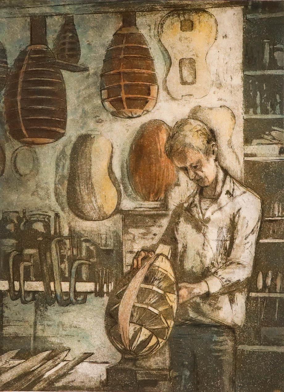 Pat Mallinson (1930-2008) - 20th Century Etching, Christopher Challen at Work - Print by Unknown