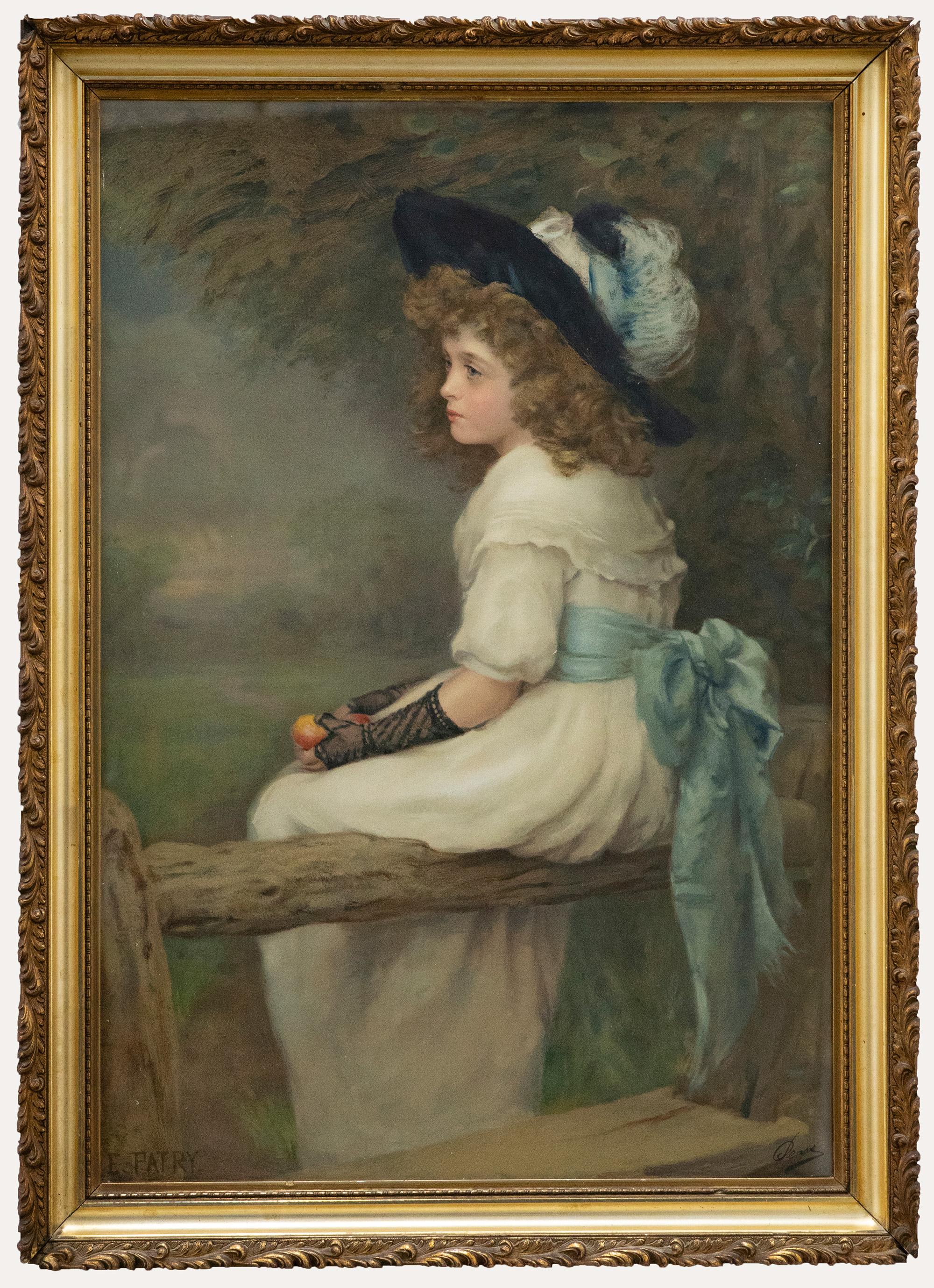 Portrait Print Unknown - Impression poires d'après Edward Patry - Début du 20e siècle, Une fille d'Eve