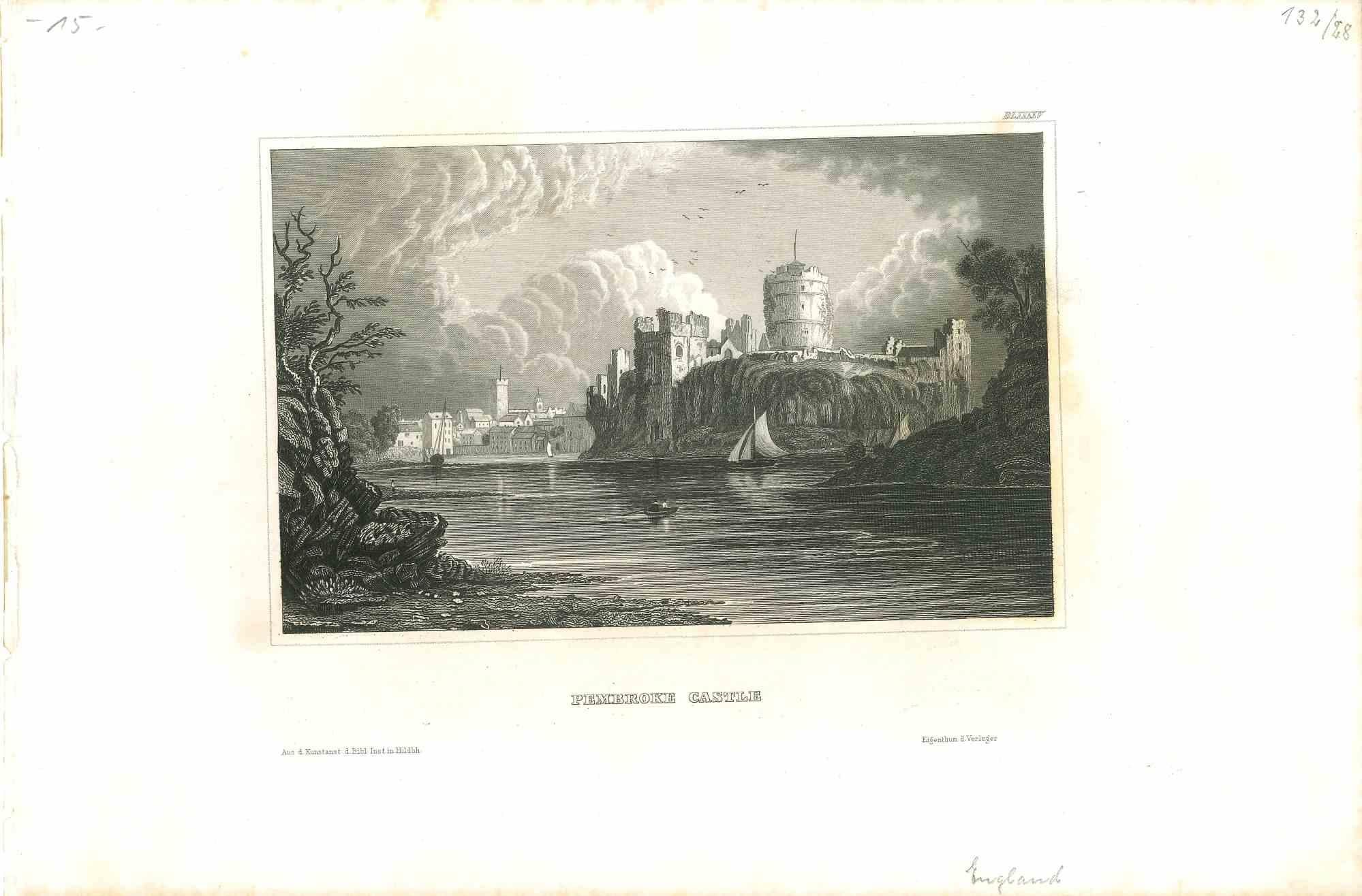 Unknown Landscape Print - Pembroke Castle - Original Lithograph - Mid 19th Century