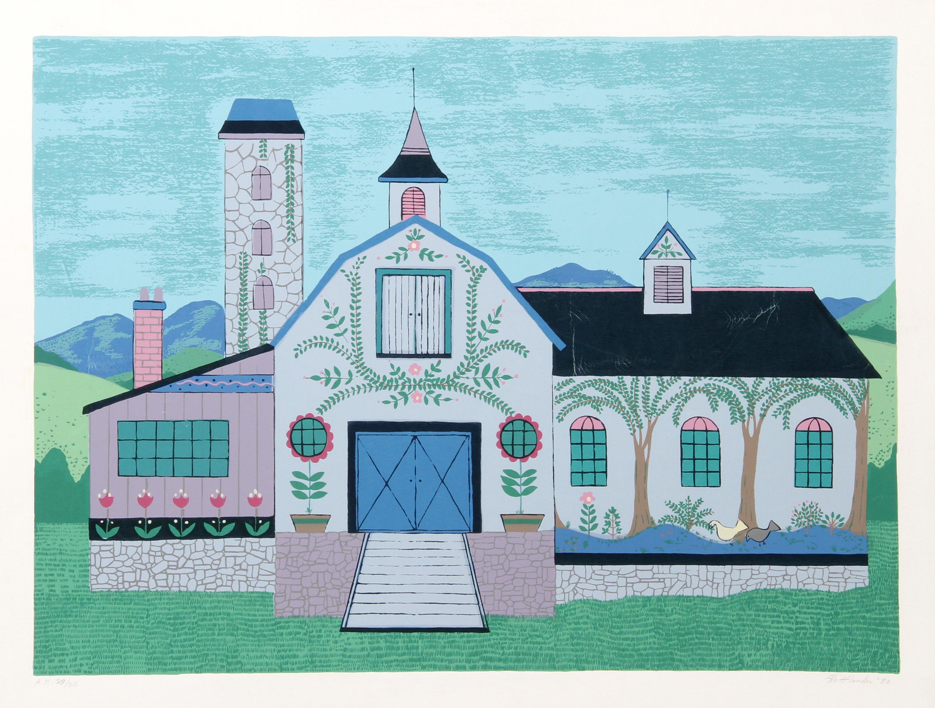 Jack Hofflander, americano (1920 - 2003) - Olandese della Pennsylvania, Anno:  1980, Medio:  Serigrafia, firmata e numerata a matita, Edizione:  250, AP 30, Dimensioni immagine:  22 x 30 pollici, Dimensioni:  26 in. x 34 in. (66,04 cm x 86,36 cm),