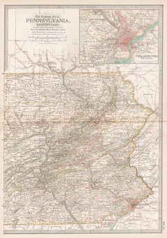 Pennsylvania, Eastern Part. USA. Century Atlas state Antique vintage map
