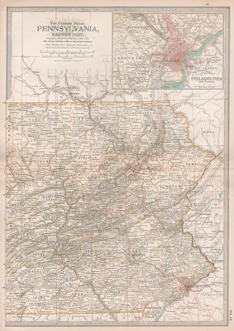 Unknown Pennsylvania, Eastern Part. USA. Century Atlas state antique