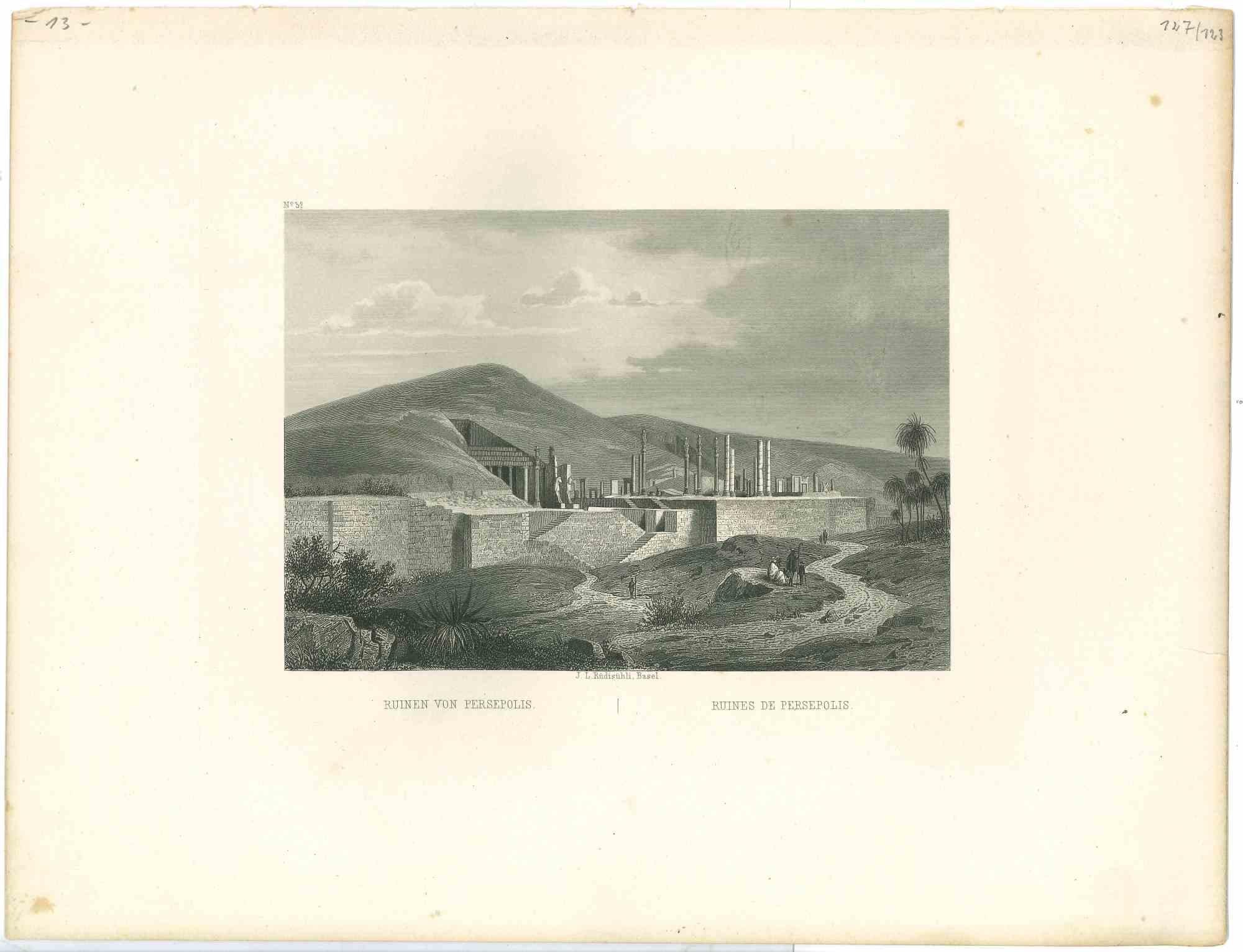 Unknown Figurative Print - Persepolis Ruins - Original Lithograph - Early 19th Century
