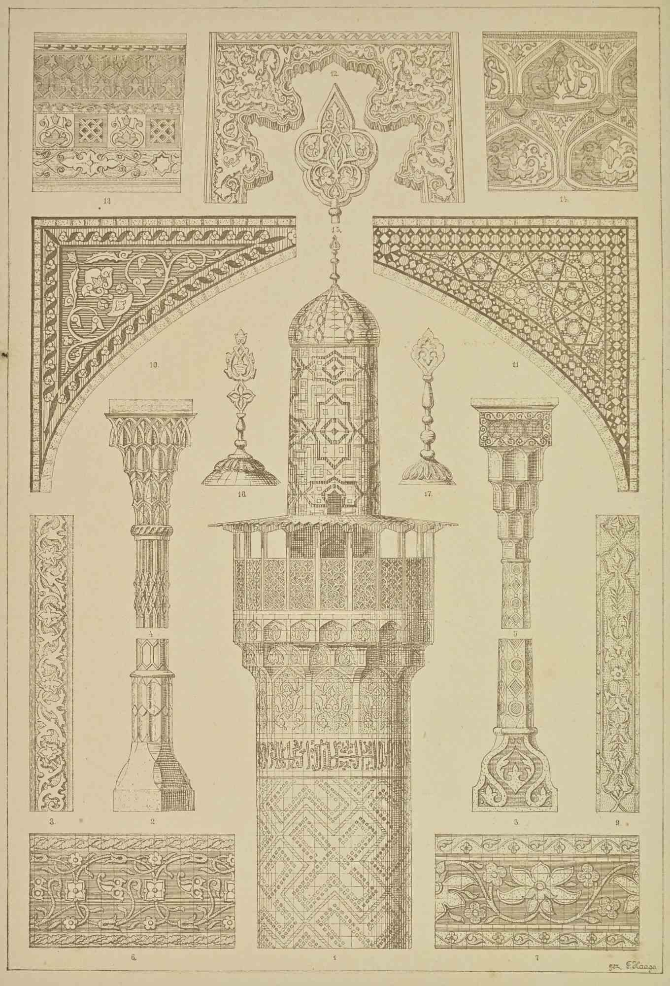 Persian Architecture - Lithograph - 19th Century