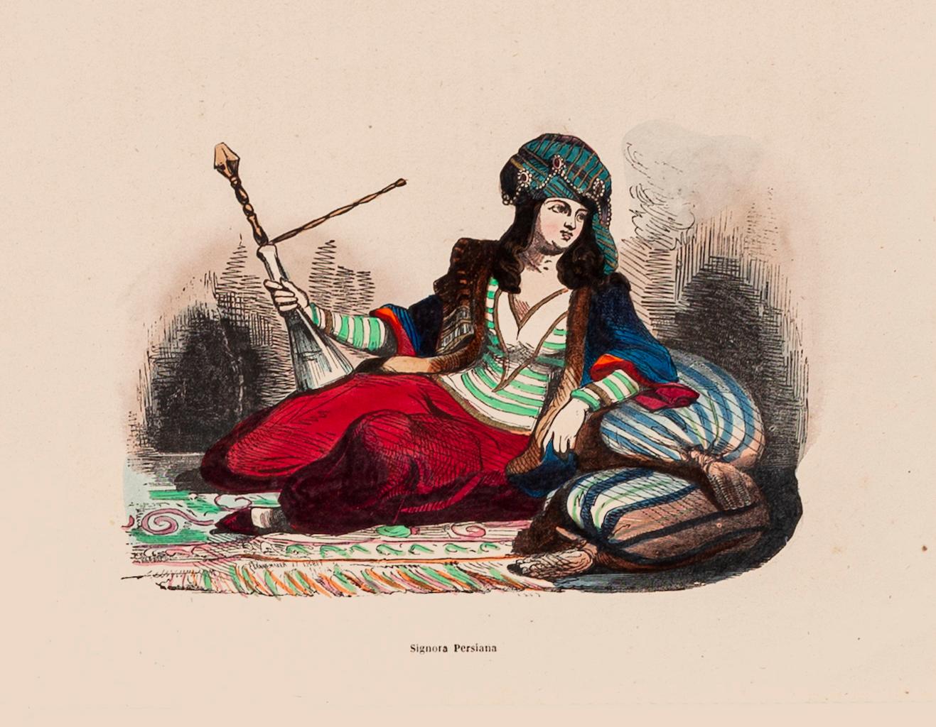 Unknown Figurative Print - Persian Woman - Original Lithograph - 1848 ca.