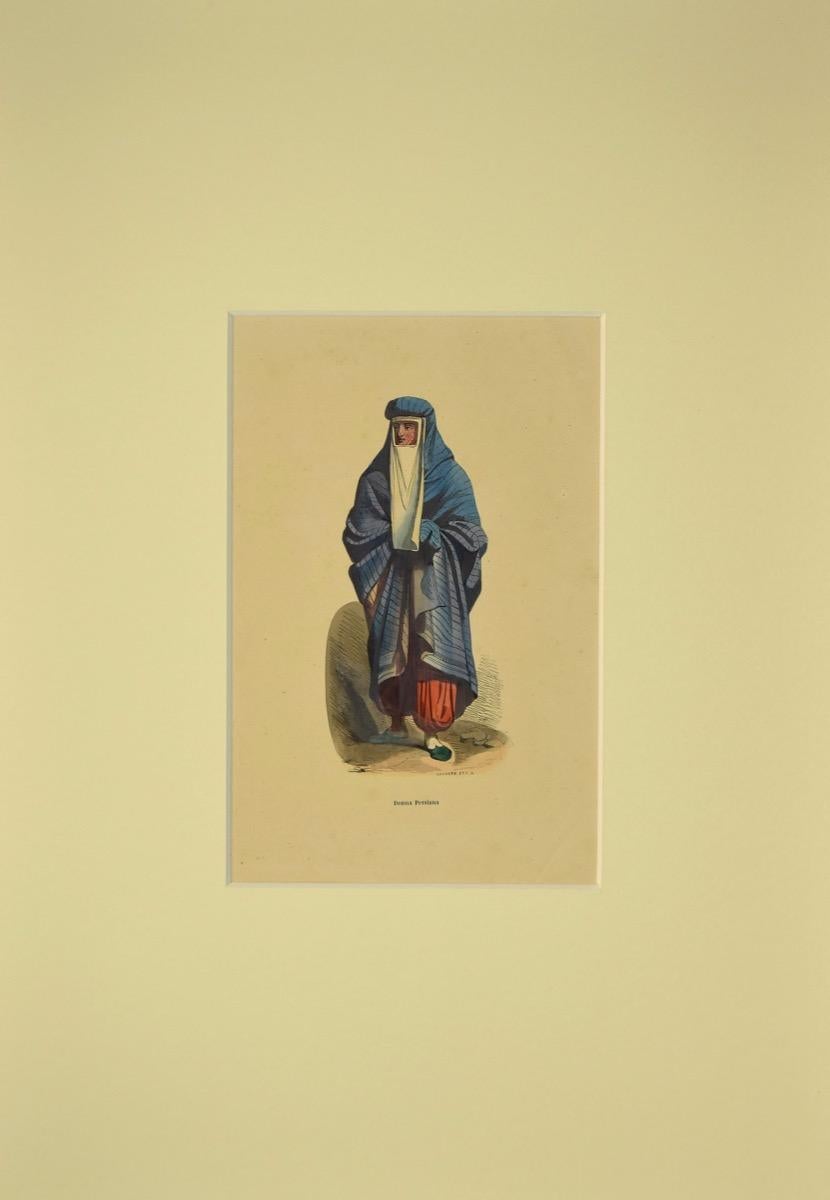 Persian Woman - Original Lithograph - 1851 ca - Print by Unknown