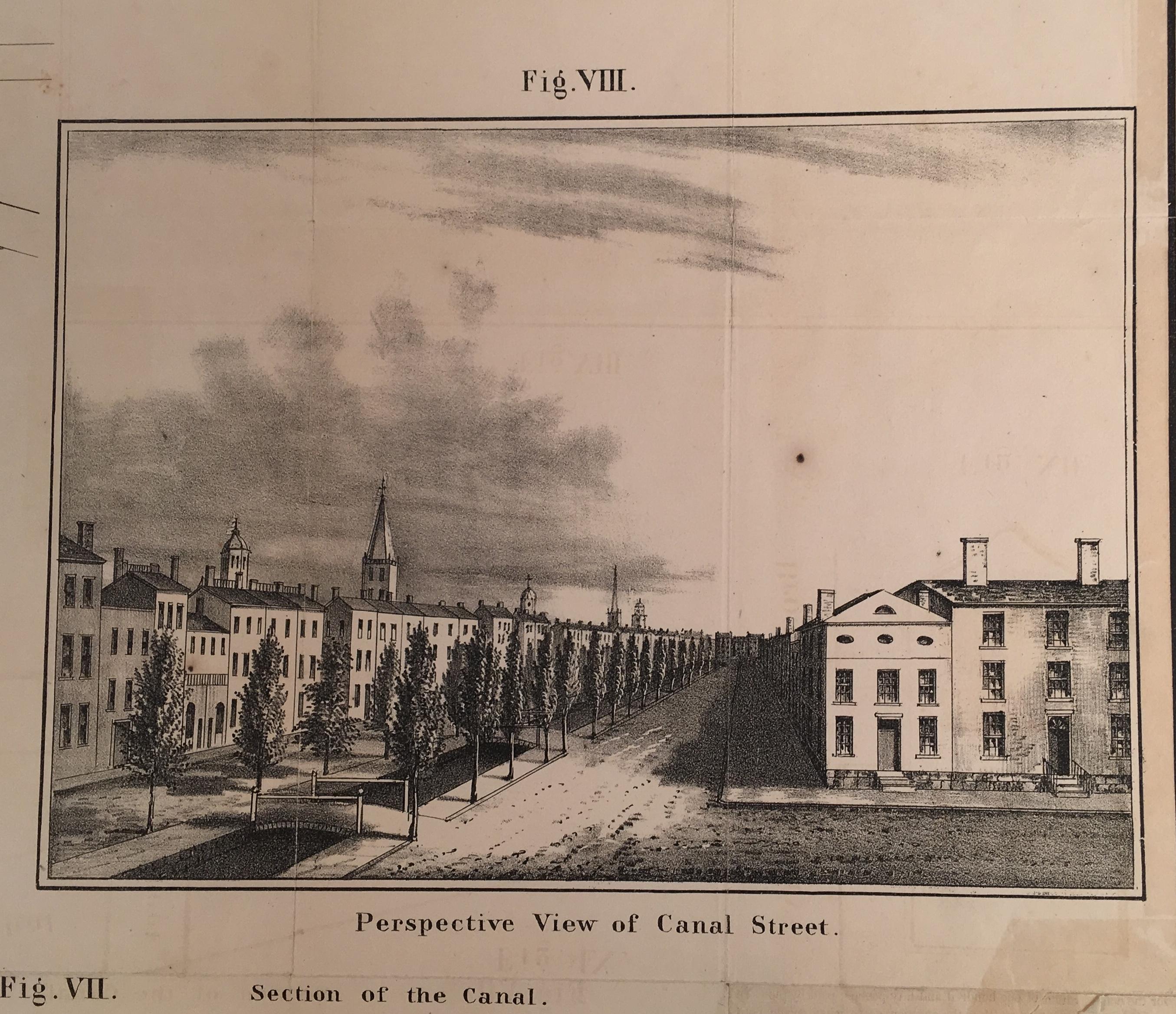 Perspective View of Canal Street. Scales to the Section of Canal. - Print by Unknown
