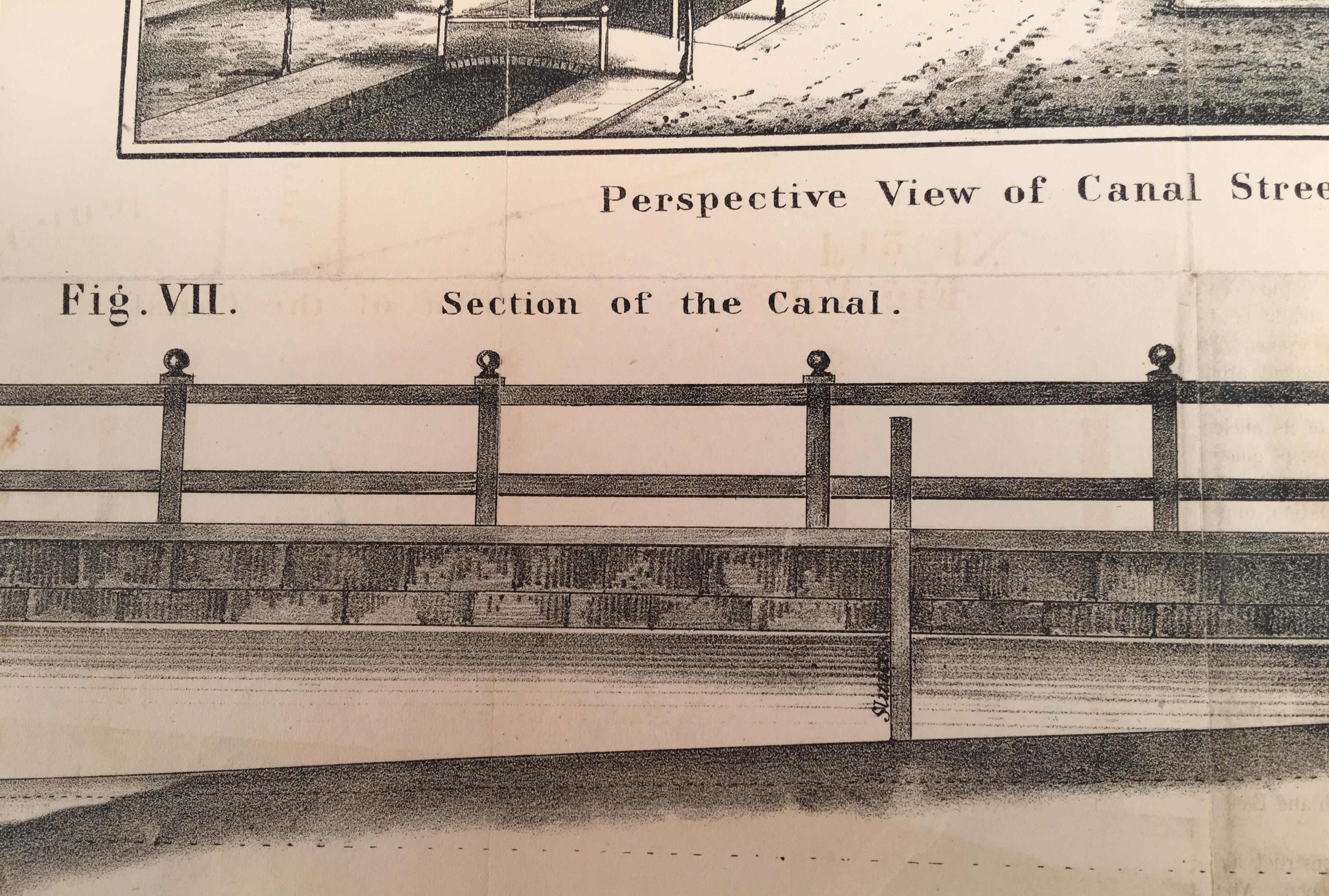 Perspective View of Canal Street. Scales to the Section of Canal. - Realist Print by Unknown