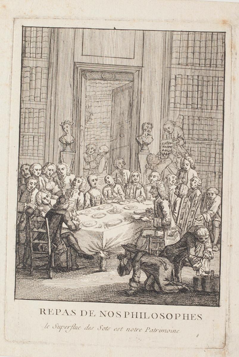 Unknown Figurative Print - Philosophers’ Lunch - Etching On Paper - 17th Century