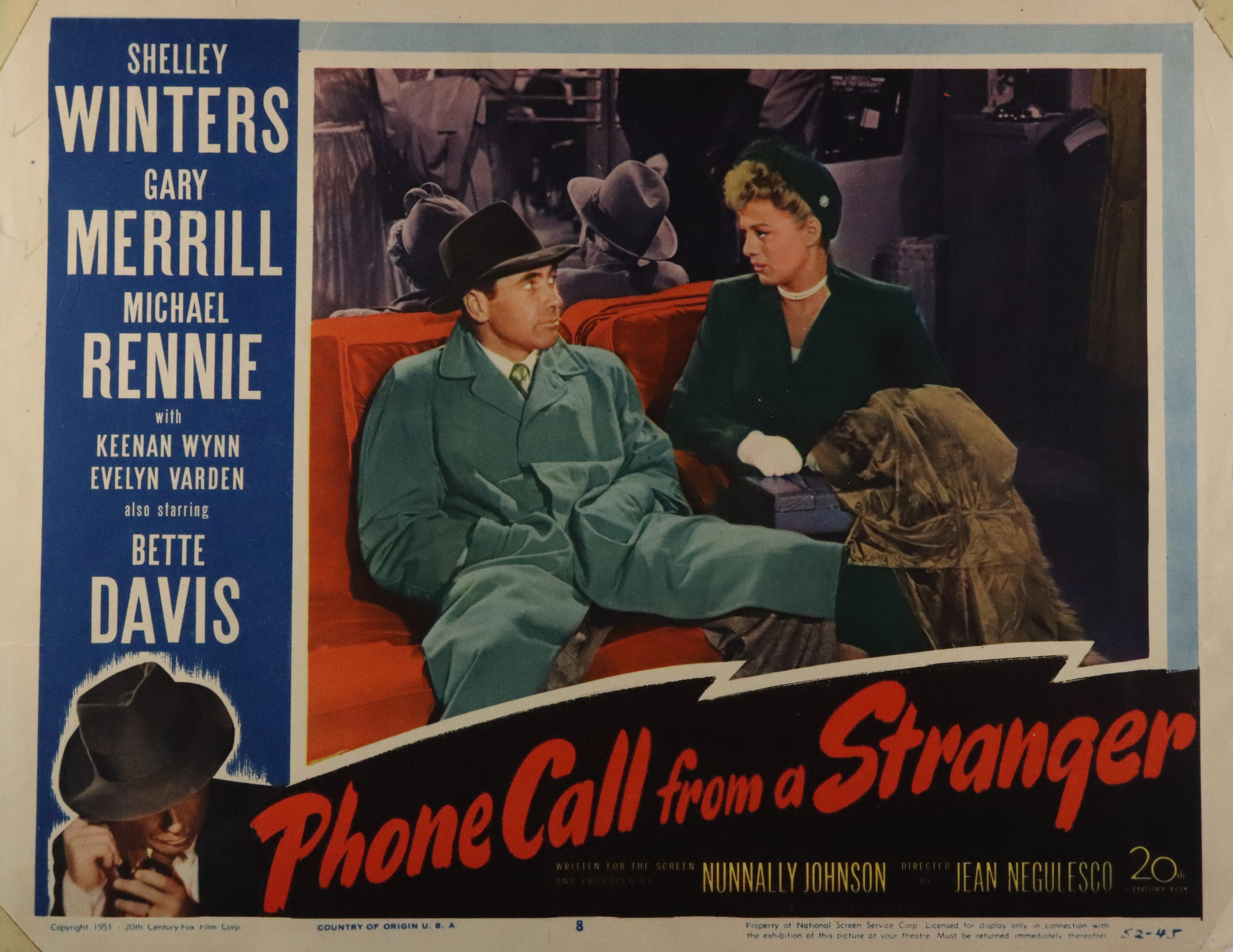 Unknown Interior Print - "Phone Call from a Stranger", Lobby Card, USA 1952