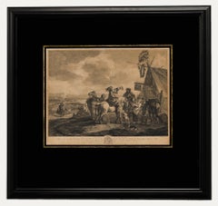 Antique Pierre François Beaumont (1719-1777) - Engraving, Cavalry at a Sutler's Booth