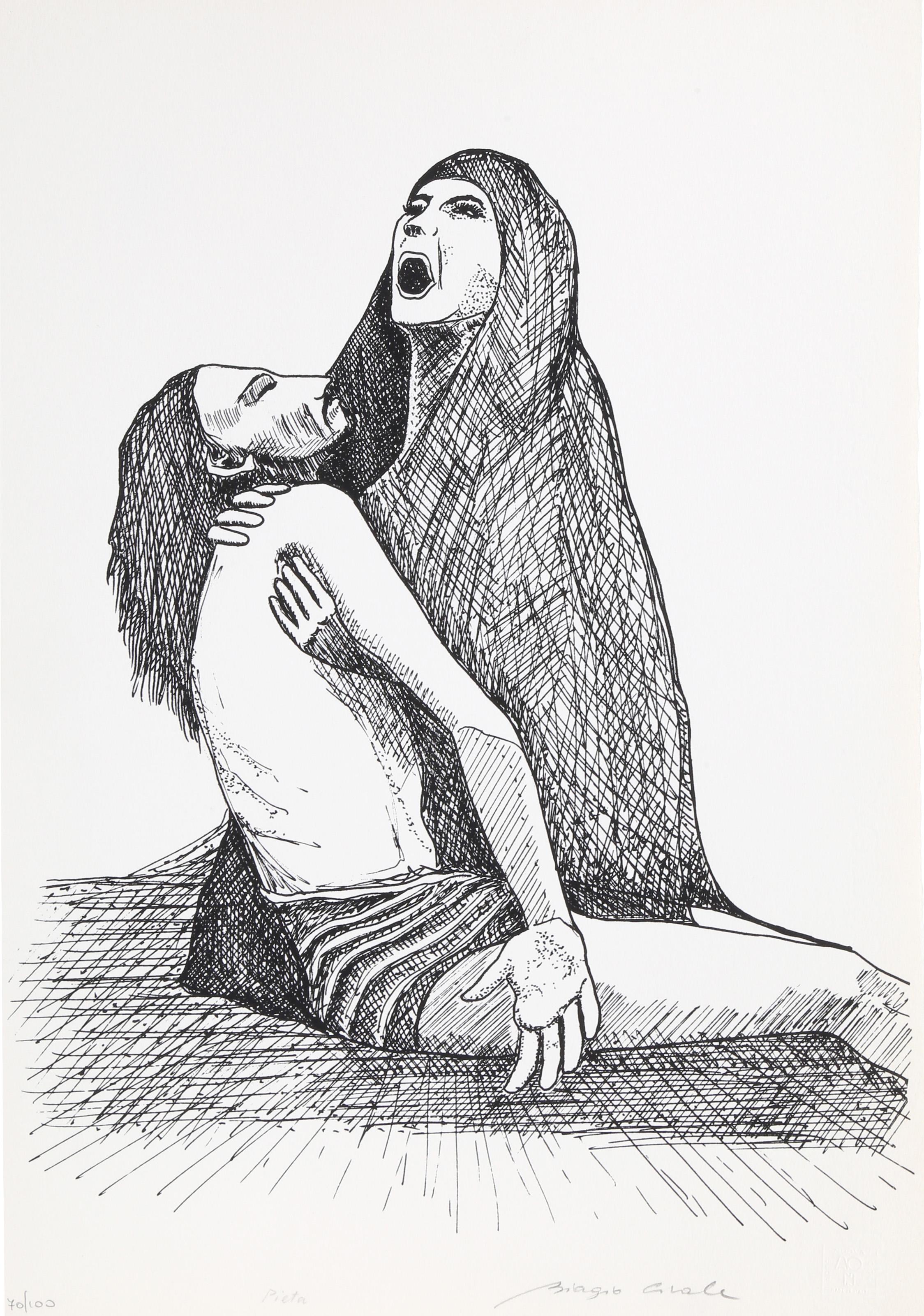 Unknown Figurative Print - Pieta, Modern Screenprint by Biagio Civale