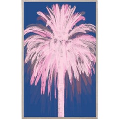 Pink and Blue Palm, acrylic box, framed