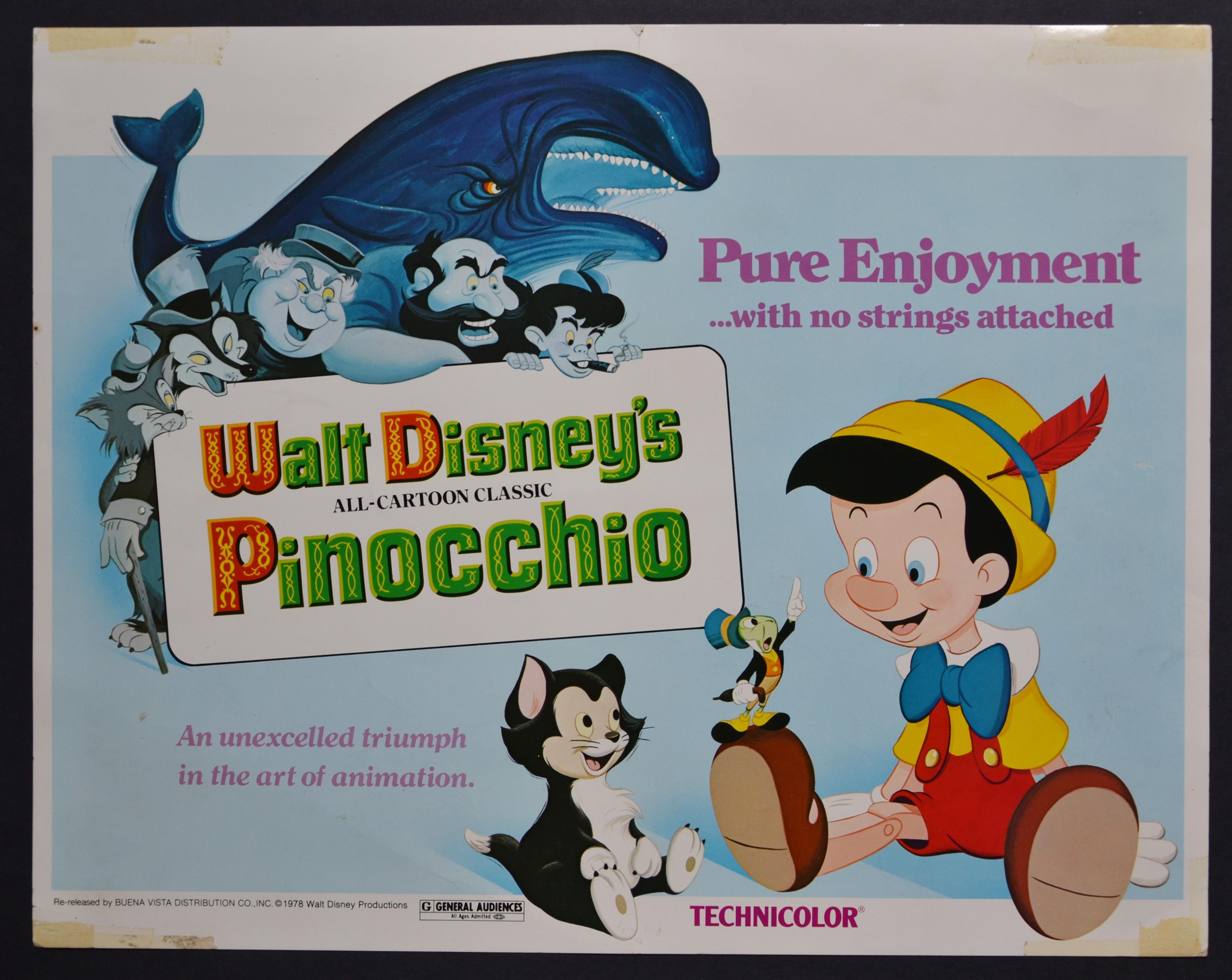 „Pinocchio“ Original American Lobby Card of Walt Disney’s Movie, USA 1940.