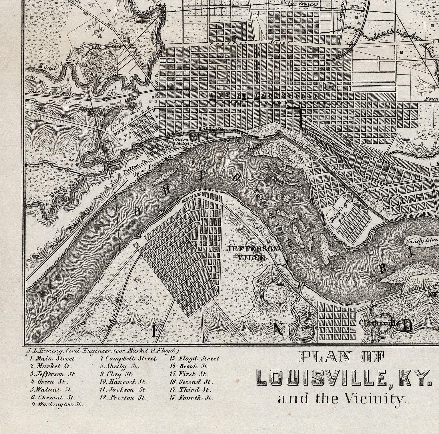 Plan of Louisville, KY. and the Vicinity. - Print by Unknown