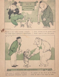 Playing Lion - Original Lithograph on Paper - 19th Century