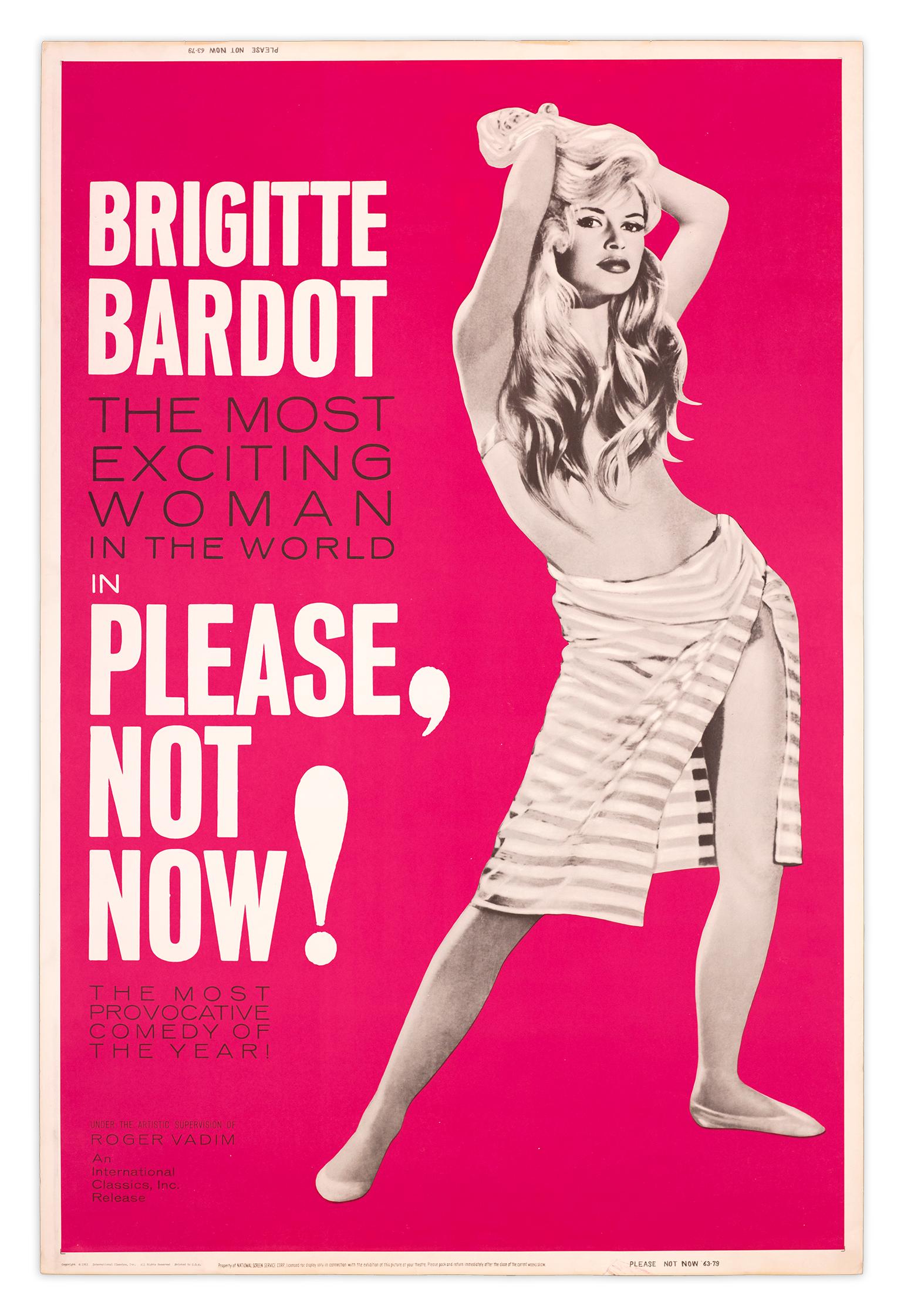 Bitte nicht jetzt! Brigitte Bardot, Filmplakat „ Drive-in“, 1961 – Print von Unknown