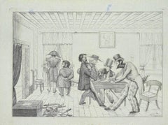 Political Discussion - Original Lithograph on Paper - 1850s