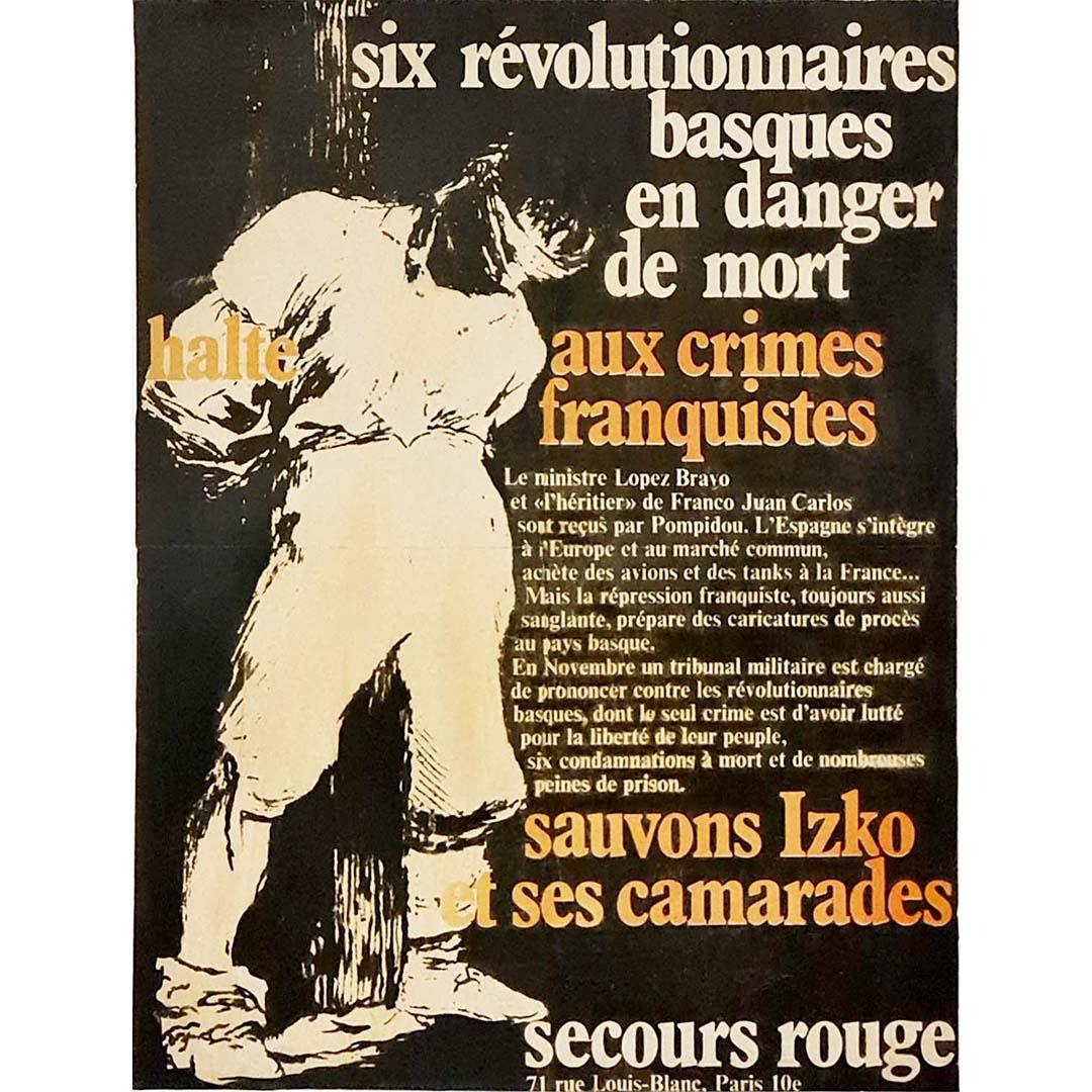 Political poster of the 70s to stop Franco's crimes - Basque Country - Print by Unknown