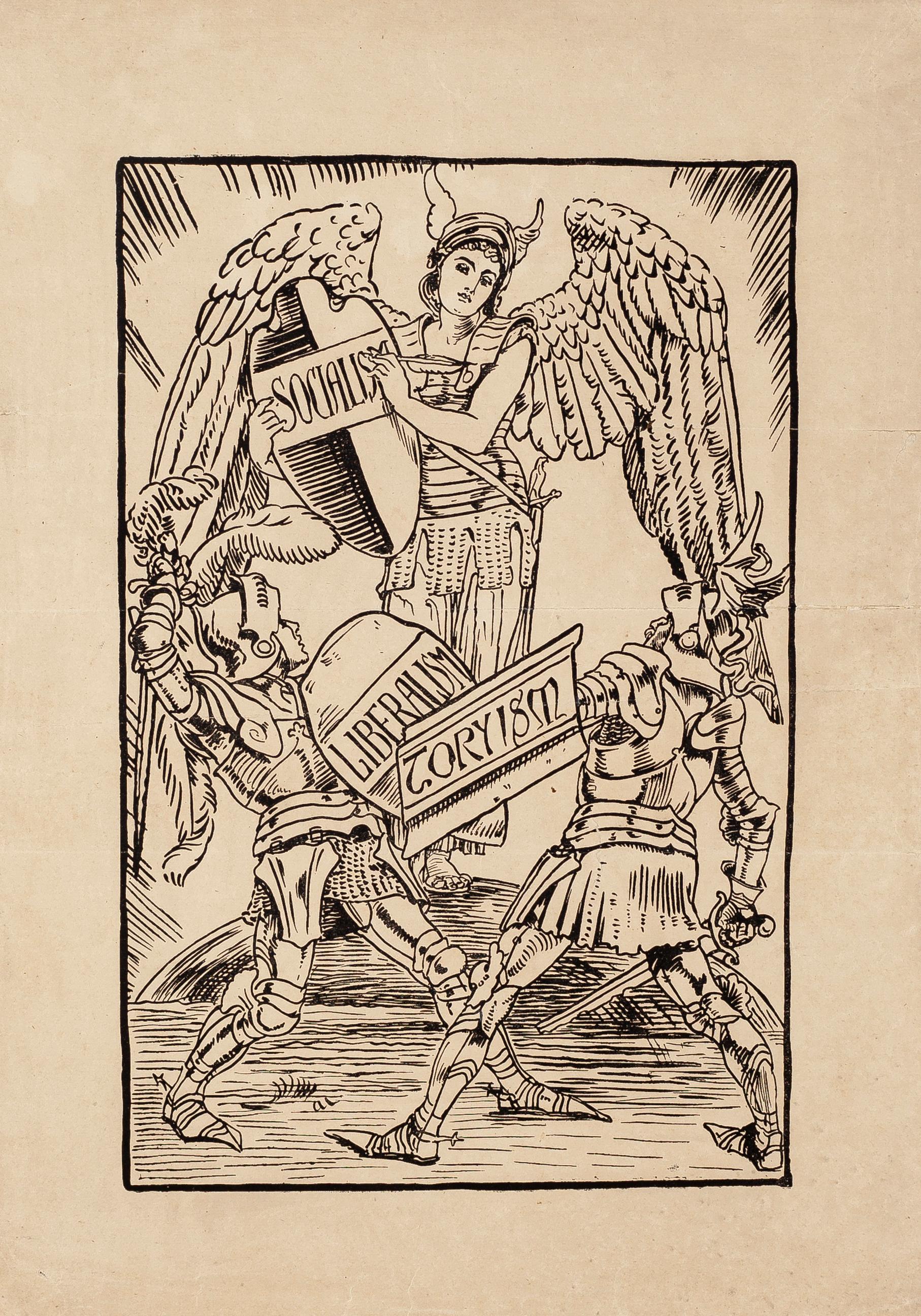 Political Satire - Original Woodcut Paper by Unknown British Artist - Late 1800
