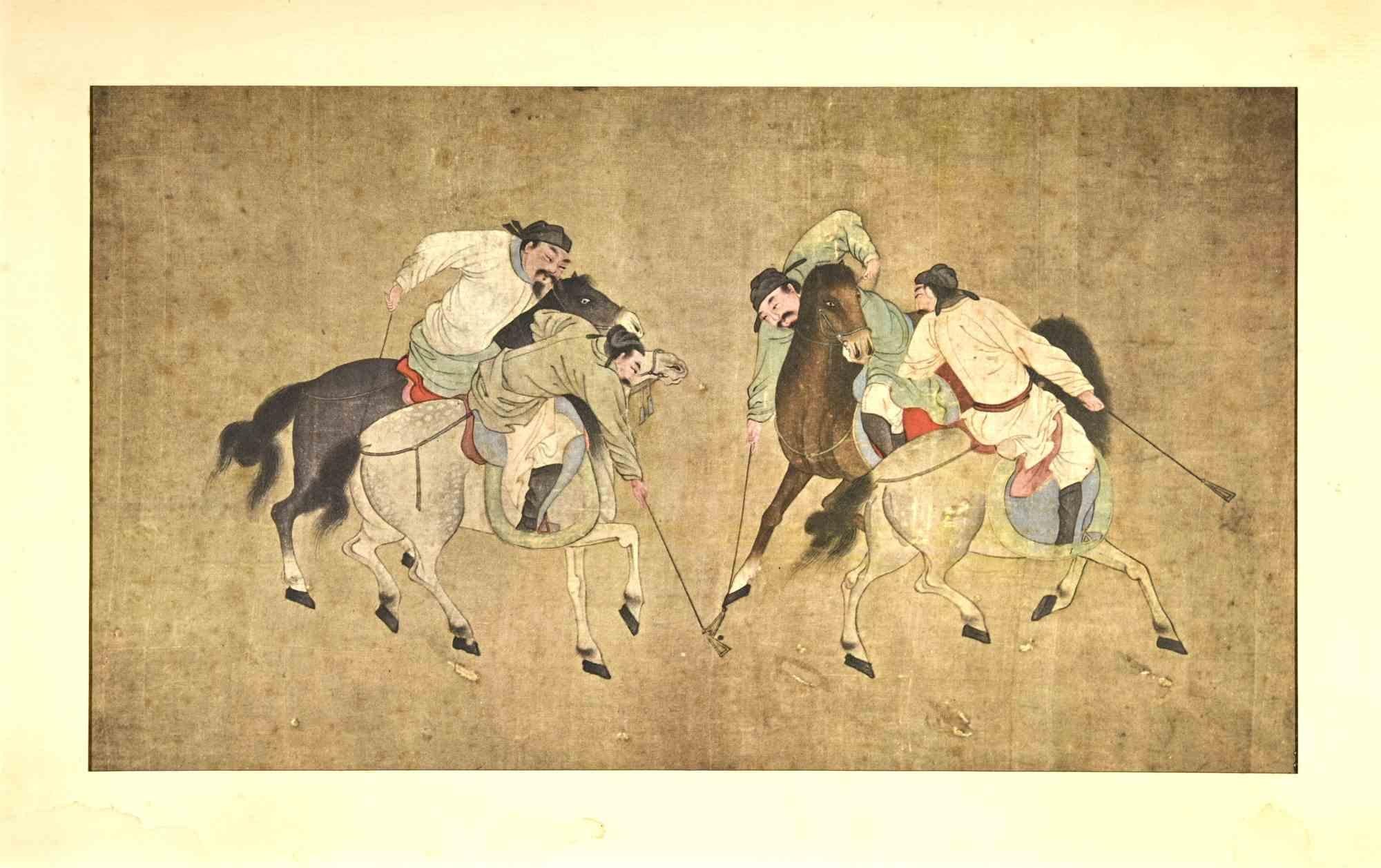 Jugadores de Polo - Xilografía - Mediados del siglo XX