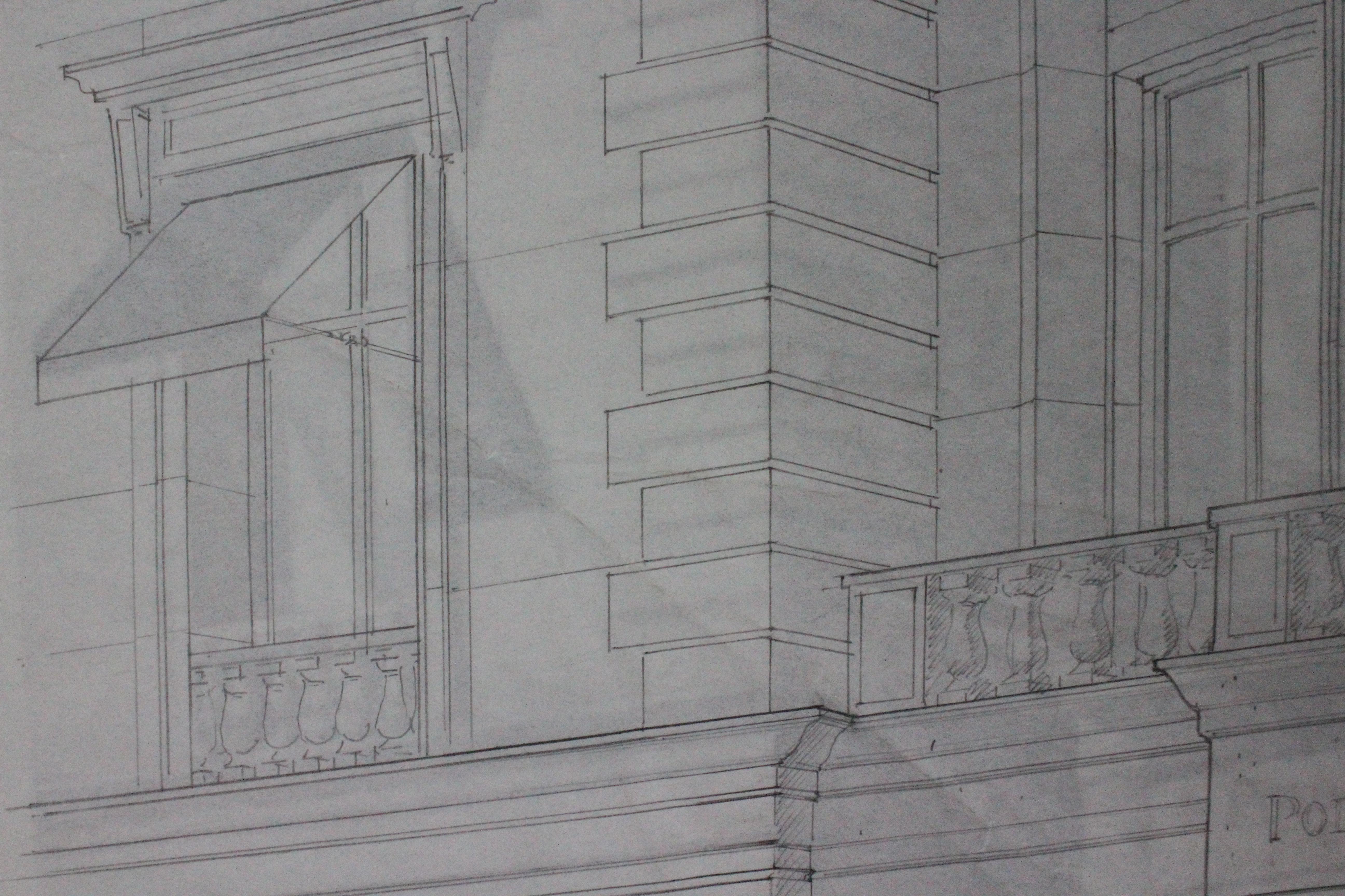 Asombroso renderizado arquitectónico original sobre tabla (artista: C. Smith 1-97) para la tienda Polo Ralph Lauren de Chicago en el nº 730 de la avenida Mich (que abrió en 1998) diseñada por Naomi Leff (1939-2005) & Assoc, que también diseñó la