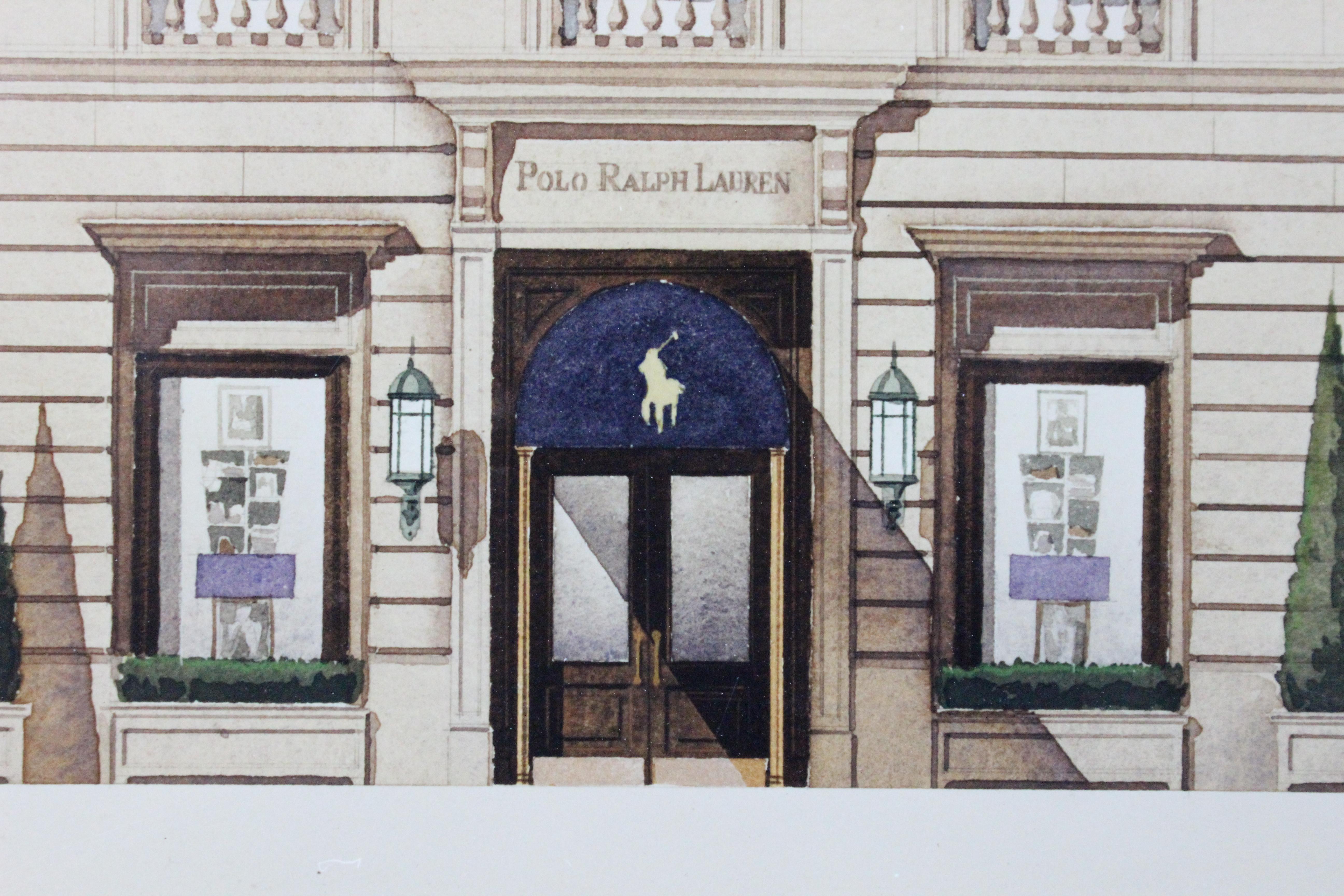 Architektonische Rendering von Naomi Leff Assoc, „Polo Ralph Lauren Chicago“, ca. 1997 (Grau), Landscape Print, von Unknown