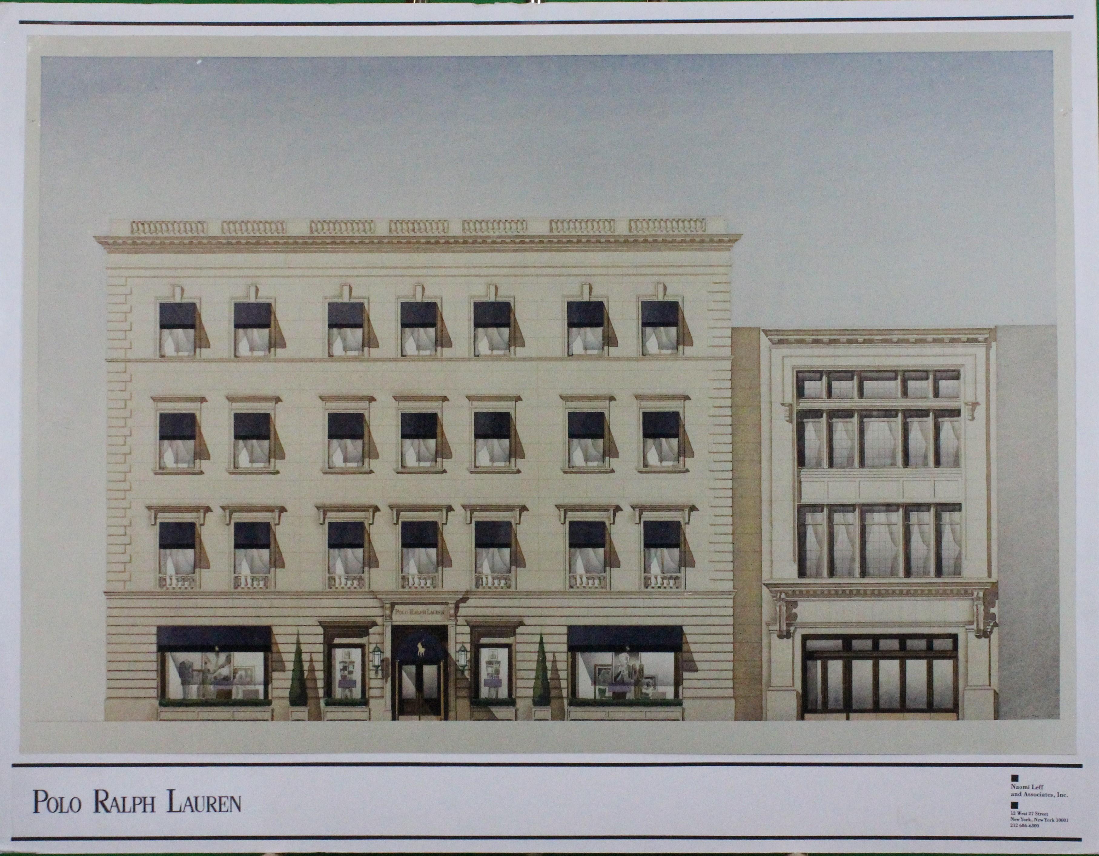 Unknown Landscape Print - "Polo Ralph Lauren Chicago" c1997 Architectural Rendering by Naomi Leff Assoc