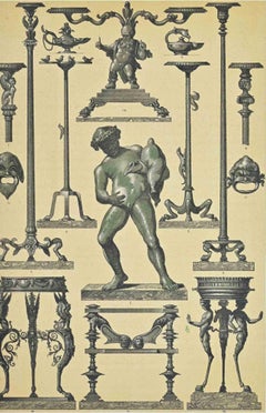 Pompei Bronze - Lithograph - 19th Century