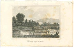 Antique Pont pour le Passage des Troupes - Original Lithograph - 1850s