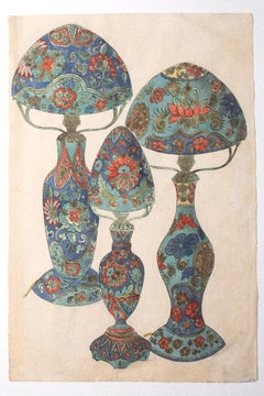 Antique Porcelain Lamps - Watercolor on Paper - 1880 ca.