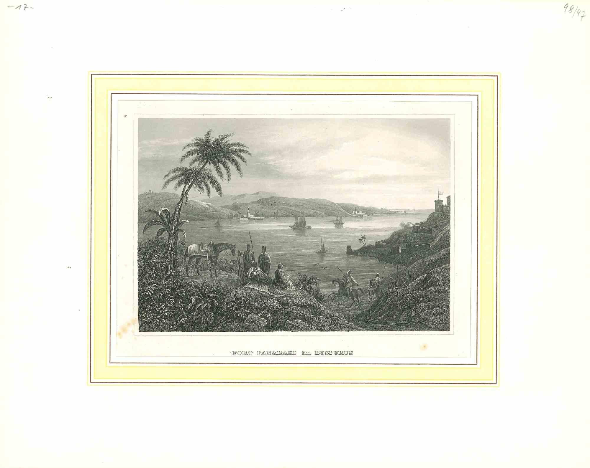 Unknown Landscape Print - Port Fanaraki  - Original Lithograph - Mid 19th Century
