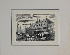 Port in Venice - Lithographie originale - Début du 20e siècle