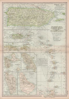 Porto Rico (Puerto Rico) and The Lesser Antilles. Century Atlas antique map