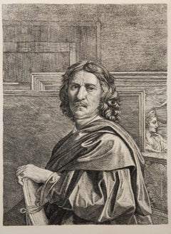 Portrait de Nicolas Poussin, Heliogravure by Jean Pesne