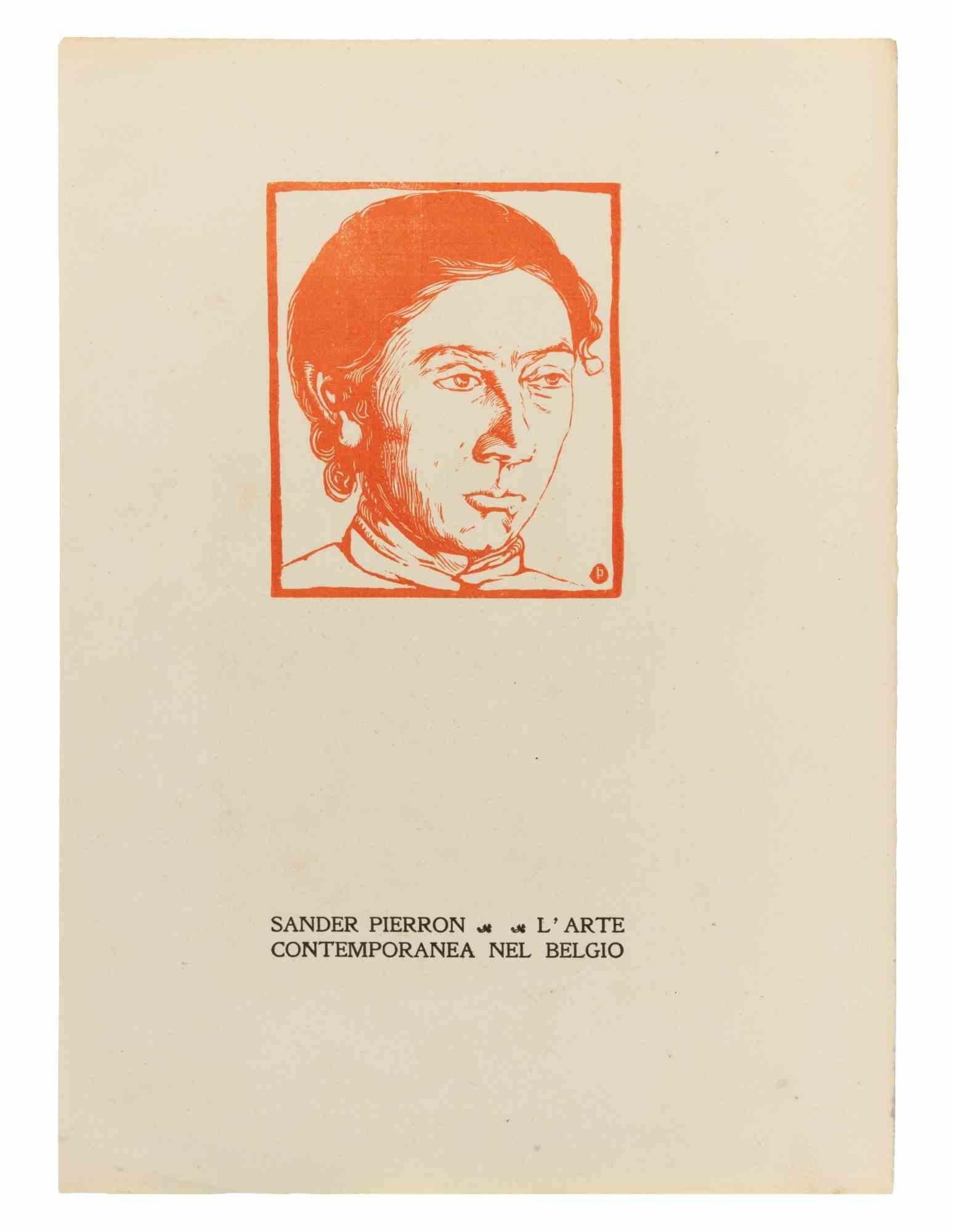 Portrait from "Sander Pierron-L'Arte Contemporanea nel...-Woodcut-20th Century