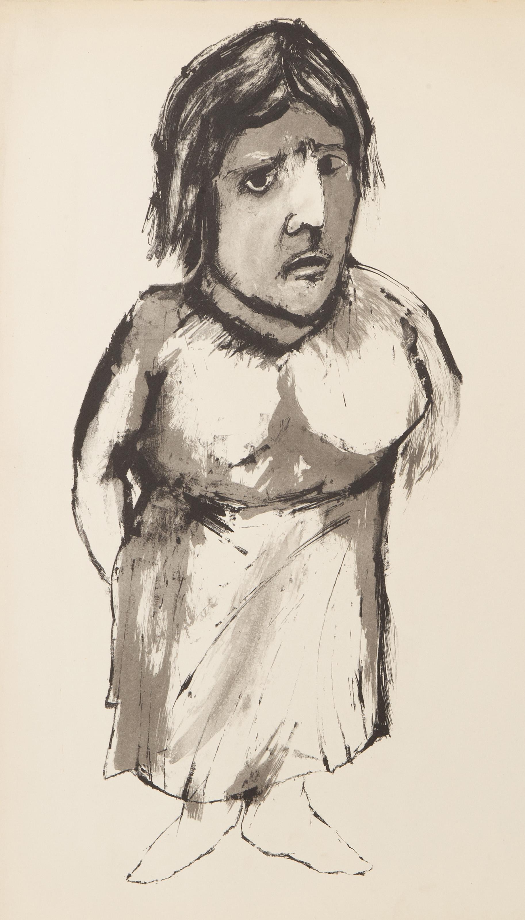 Aubrey Schwartz Portrait Print - Portrait from The Midget and The Dwarf Portfolio, Modern Lithograph