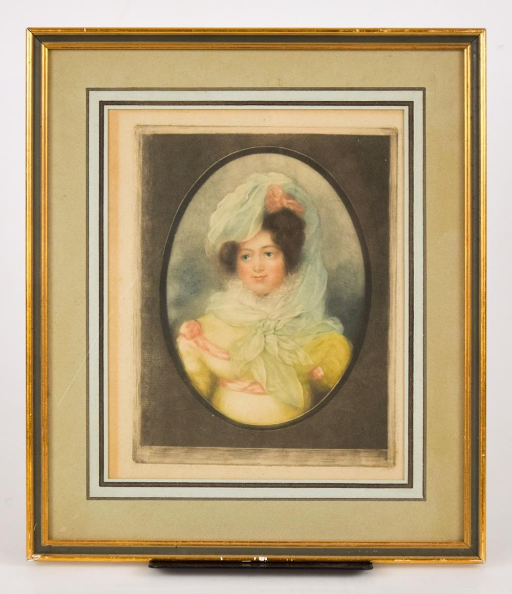 Portrait d'une femme - Coloré et Mezzotint - 18ème siècle - Print de Unknown