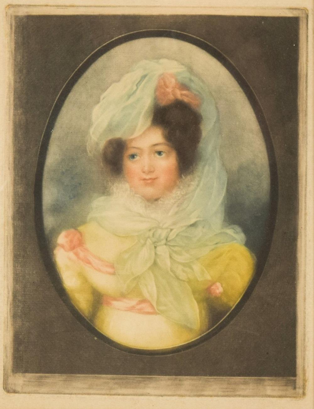 Portrait d'une femme - Coloré et Mezzotint - 18ème siècle