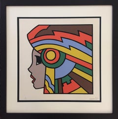 Portrait of a Girl with Headdress 1977 Silkscreen Signed