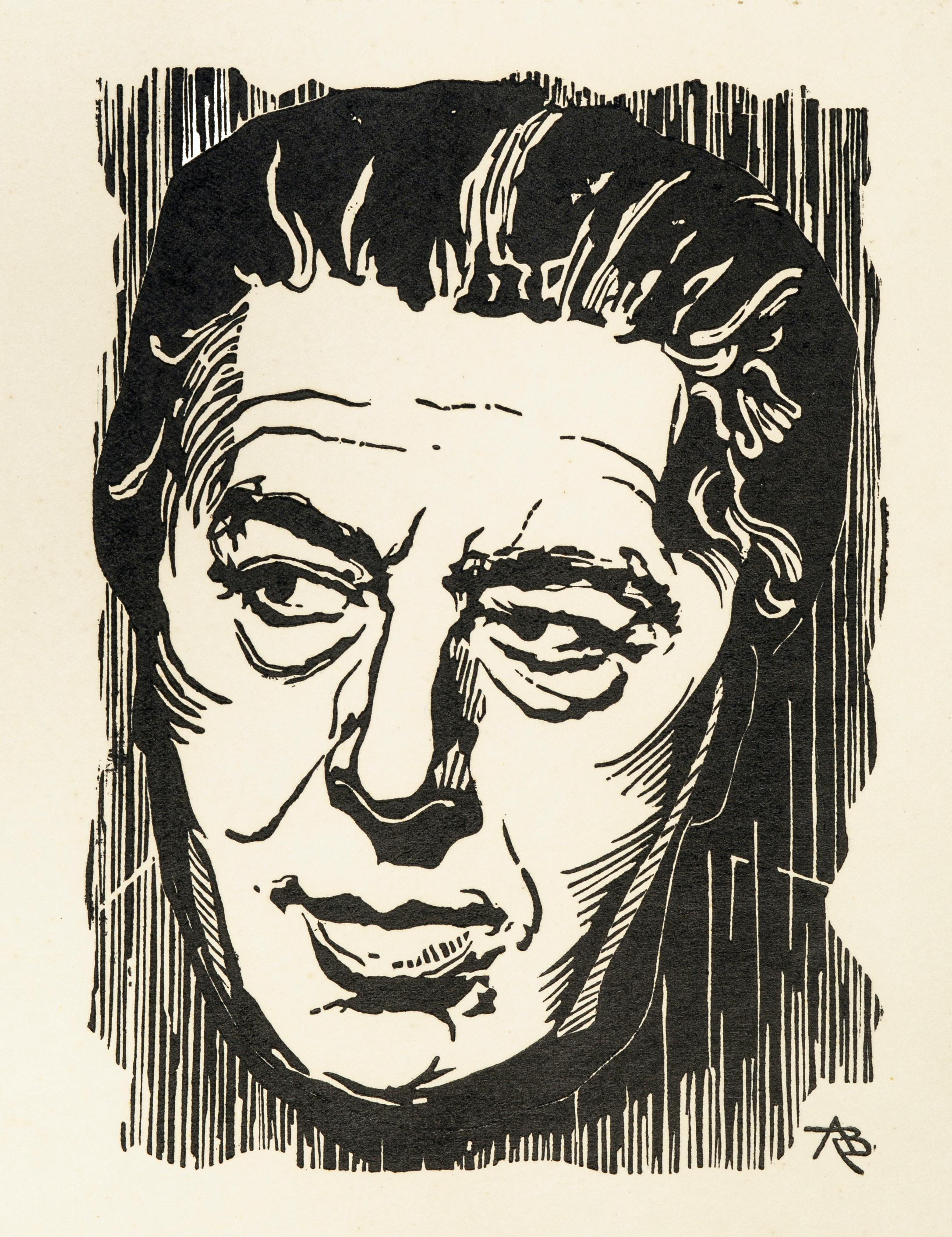 Unknown Figurative Print - Portrait of André Breton - Woodcut Print - Early 1900