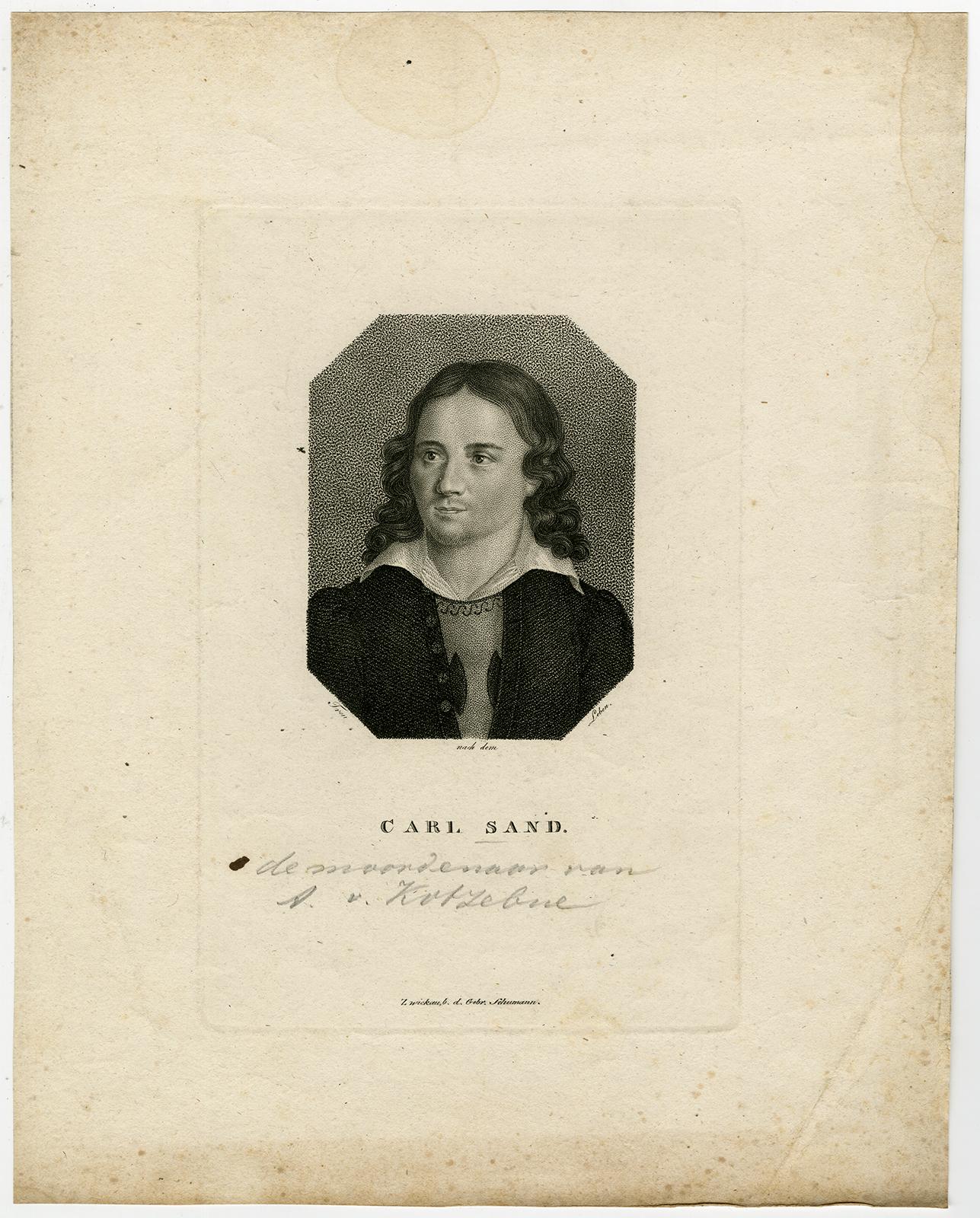 Unknown Portrait of Carl Sand murderer of August von Kotzebue
