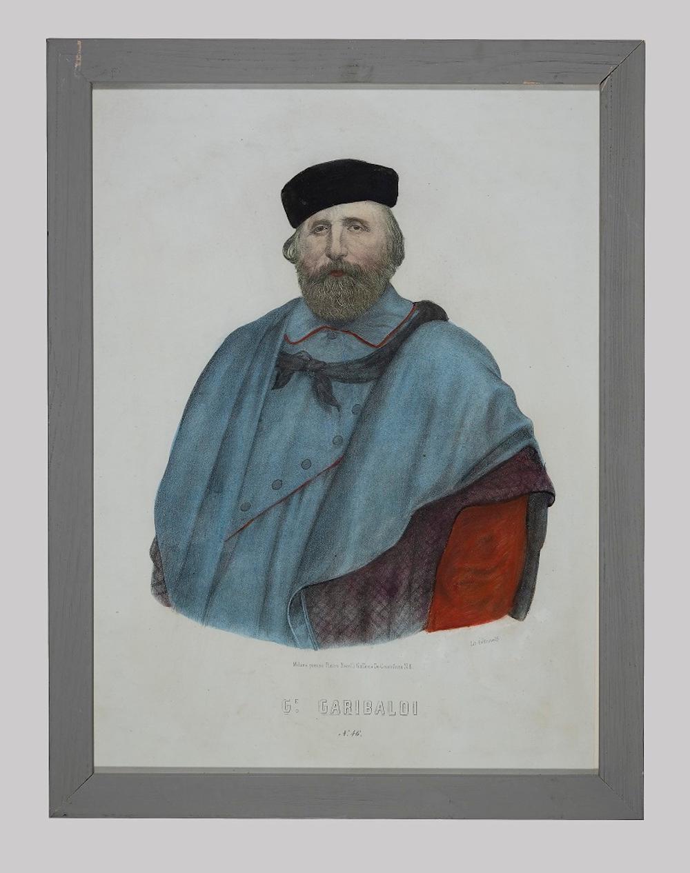 Unknown Portrait Print - Portrait of Giuseppe Garibaldi - Lithograph - 19th Century