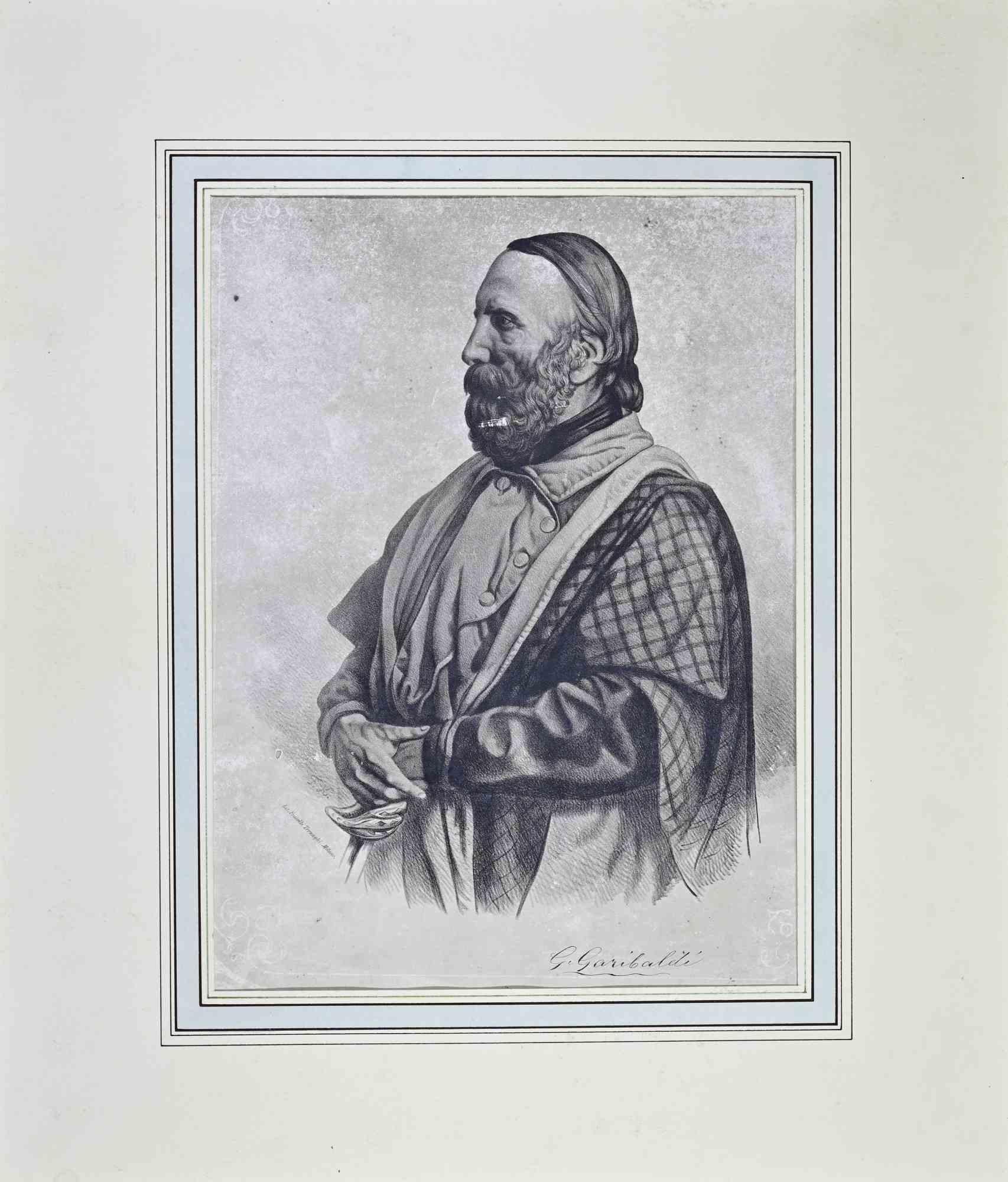 Unknown Portrait Print - Portrait of Giuseppe Garibaldi - Lithograph - Late 19th Century