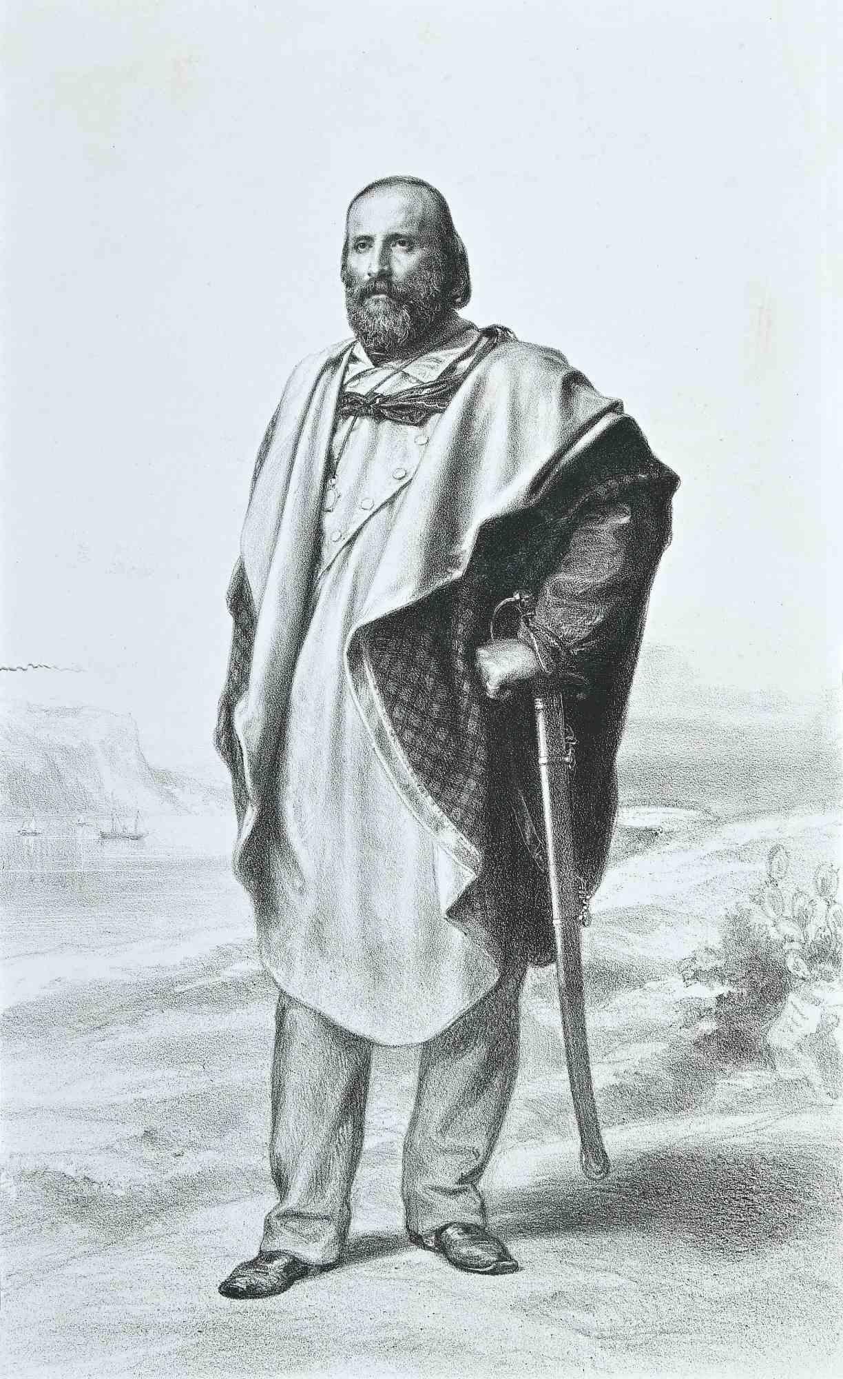 Portrait of Giuseppe Garibaldi - Lithograph -19th century