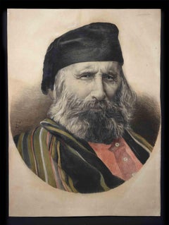 Portrait de Giuseppe Garibaldi - Lithographie originale - Début du 20e siècle