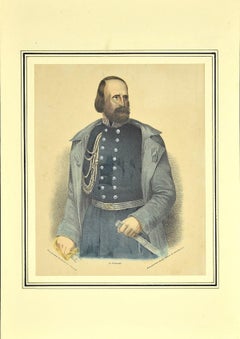 Portrait of Giuseppe Garibaldi - Original Lithograph Late 19th Century
