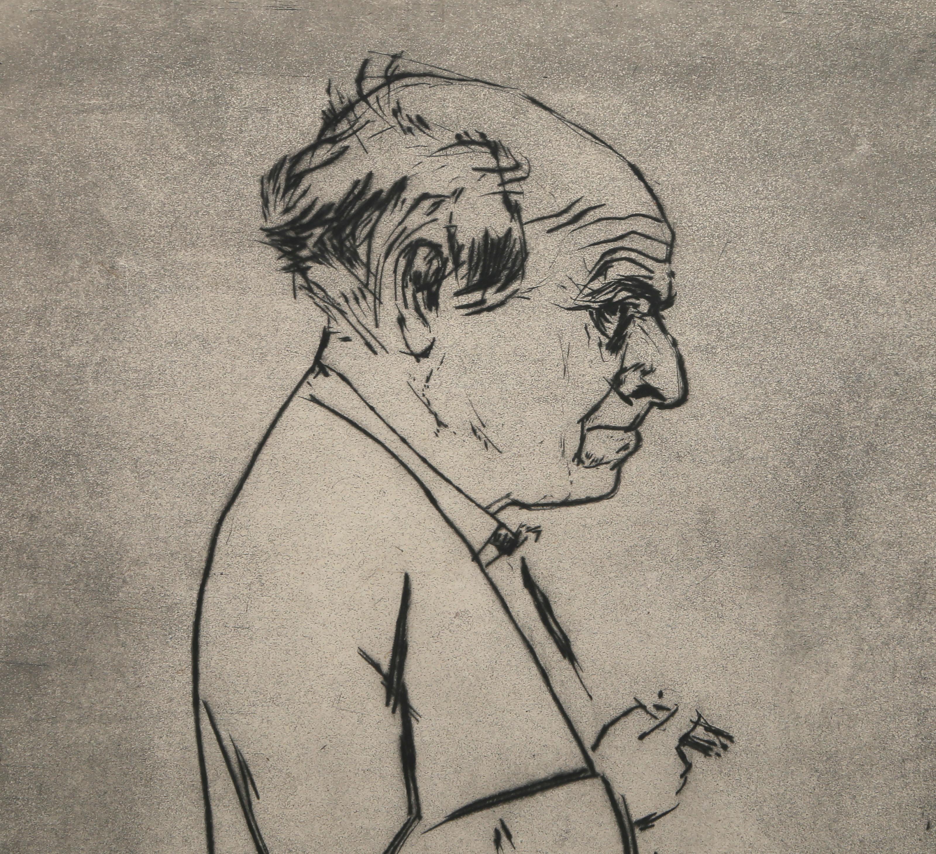 Porträt eines Mannes, Moderne Radierung von Unbekanntem Künstler – Print von Unknown